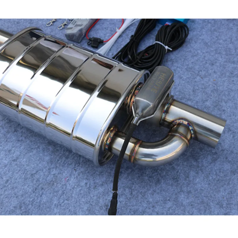 Car Exhaust Pipe Vacuum Pump Variable Valve Mufflers Remote Control Stainless Steel Universal ID 57mm 60mm 63mm Embossing Shape