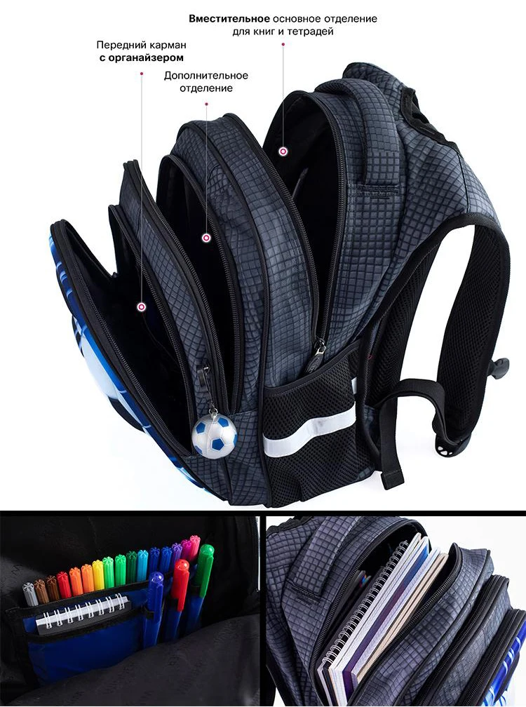 WWJWXB Football Zaino Per Bambini,Zaino Scuola Cartone Animato Stampato in 3D Zaini Prescolare Impermeabile Bambino Zainetto Asilo Bambino Zaino