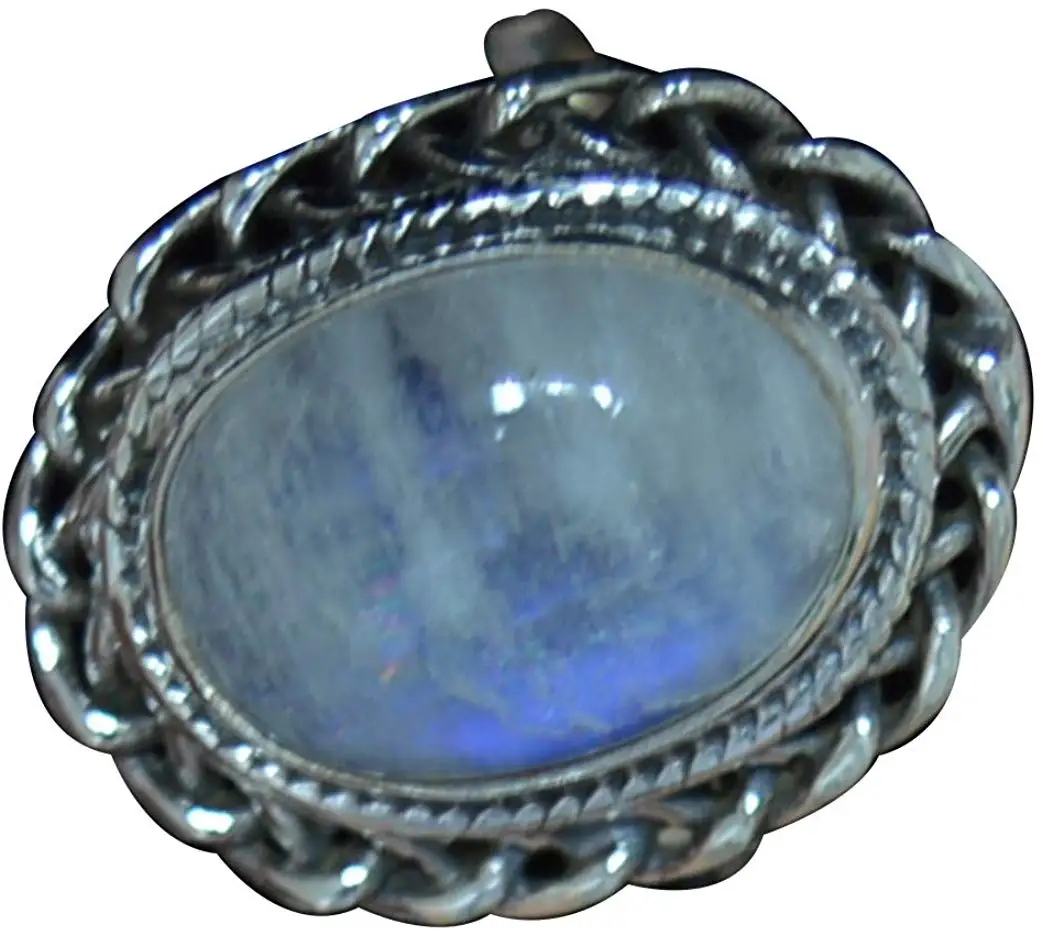 

Genuine Blue Fire Moonstone Ring 925 Sterling Silver, USA Size : 9.5, 2SR459