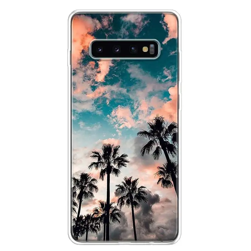 Sea Tropical palm trees Beach Phone Case Cover for Samsung Galaxy S20 S21 FE S22 S23 S24 Ultra S10 S10E S9 S8 Plus + Art Gift Co