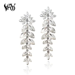 VEYO Hyperbole Long Crystal Lady Drop Earrings Elegant Wedding Party Dangle Earrings for Women Fashion Jewelry Gift Wholesale