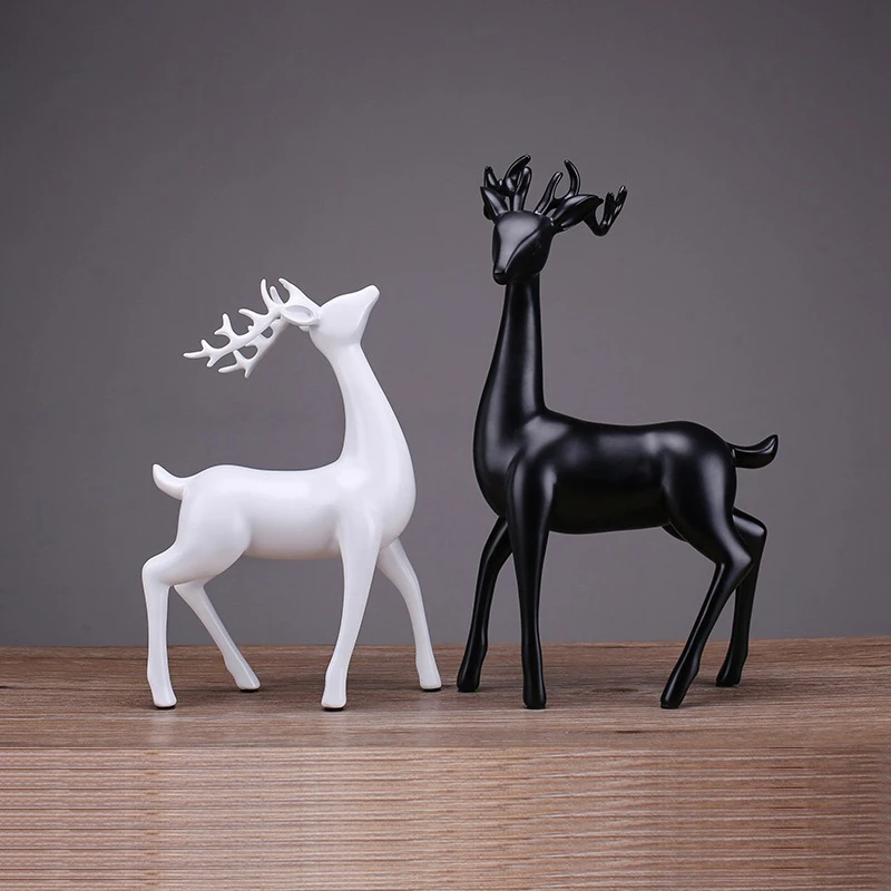 

ABSTRACT WEDDING DECORATION ACCESSORIES COUPLE DEER FIGURINES CREATIVE RESIN ORNAMENT MINIATURE MODEL DESK DECOR SCULPTURE GIFTS