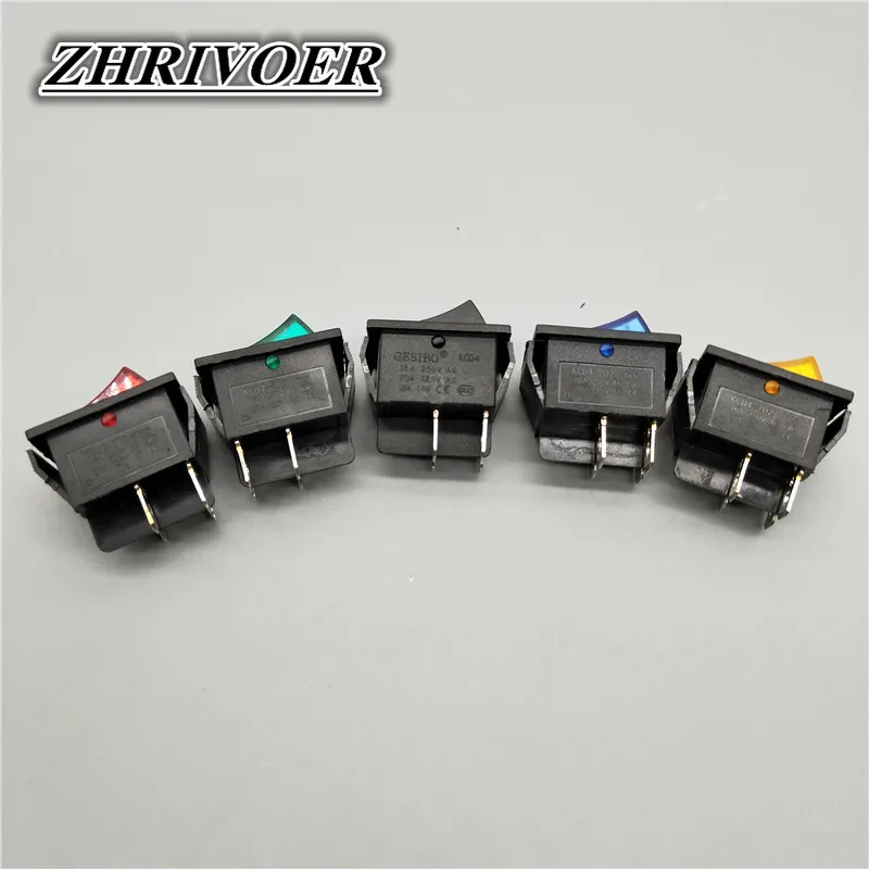 1/5 個 KCD4 ロッカースイッチオン-オフ 2 ポジション 4 ピン/6 ピン電気機器ライト電源スイッチ 16A 250VAC/20A 125VAC