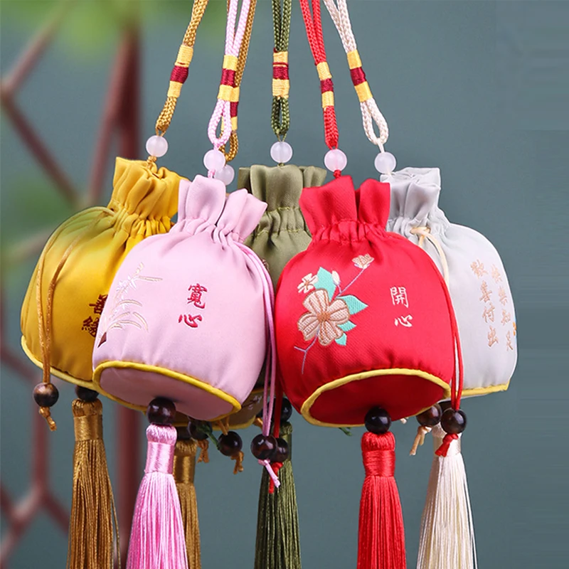 Ethnic Style Sachet Fashion Round Bottom Creative Empty Bag Brocade Car Hanging Bedroom Decoration Sachets Jewelry Storage Bags