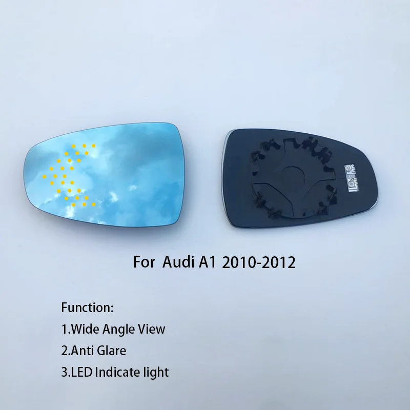 TVYVIKJ 1 pair Side Rearview Mirror Blue Glass Lens with LED Indicate light For Audi A3 A1 S1 S3 TT 2012-2020 Wide Angle View an