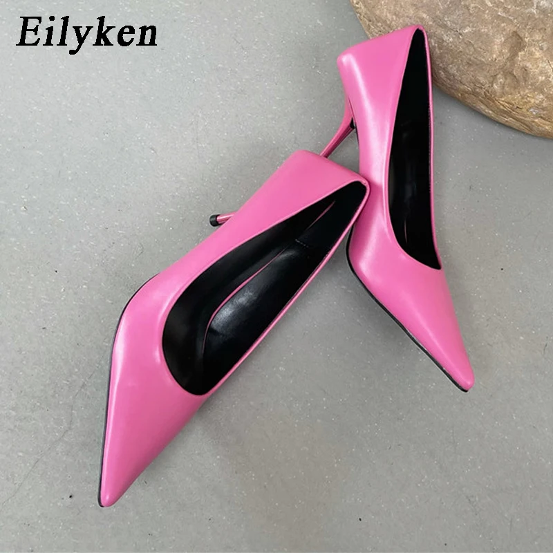 Eilyken High Quality Pu Leather New Sexy Shallow Pointed Toe Woman Pumps Thin High Heels Fashion Dress Sandals Ladies Shoes