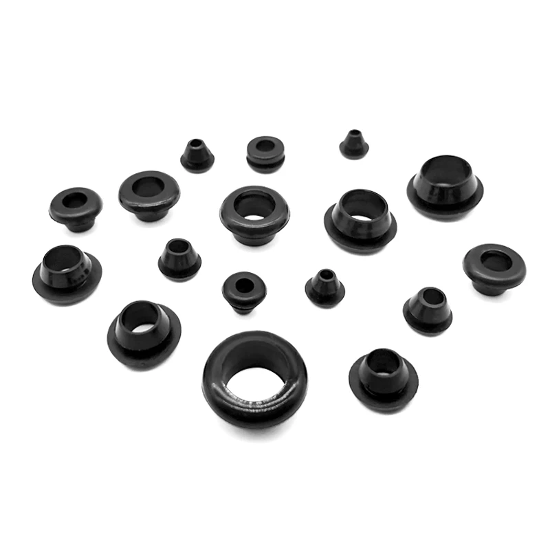 Black 4.5mm-30mm Rubber Snap-on Grommet Hole Plugs End Caps Bung Wire Cable Protect Bush