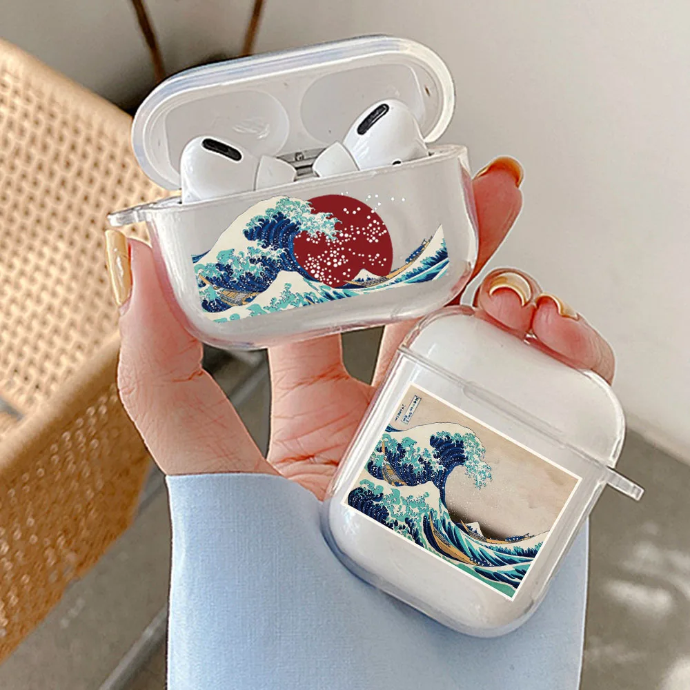 Leuke Blauwe Wave Cover Voor Airpods 2 1 3 Oortelefoon Coque Soft Tpu Fundas Airpods Pro Case Air Pods 3 gevallen Earpods Apple Airpod Doos
