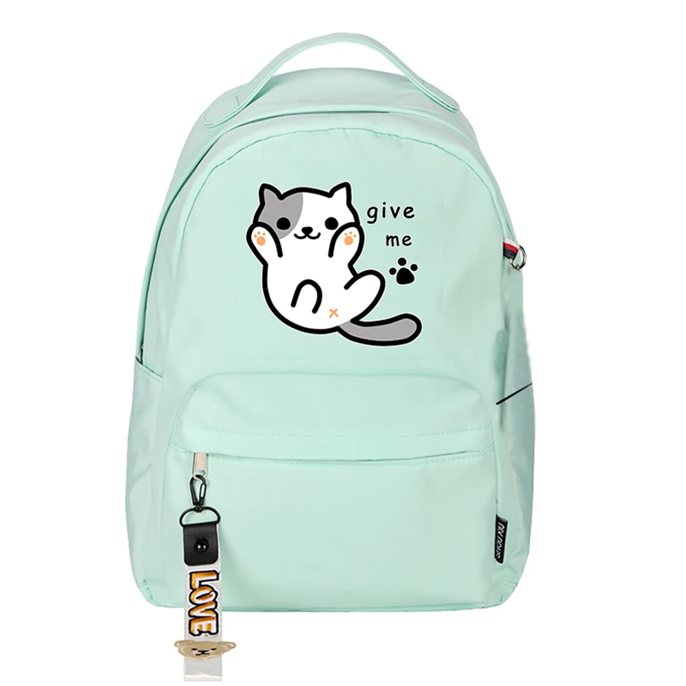 High Quality Neko Atsume Women Cat Backpack Kawaii Cute Bagpack Pink School Bags Cartoon Travel Backpack Laptop Daypack