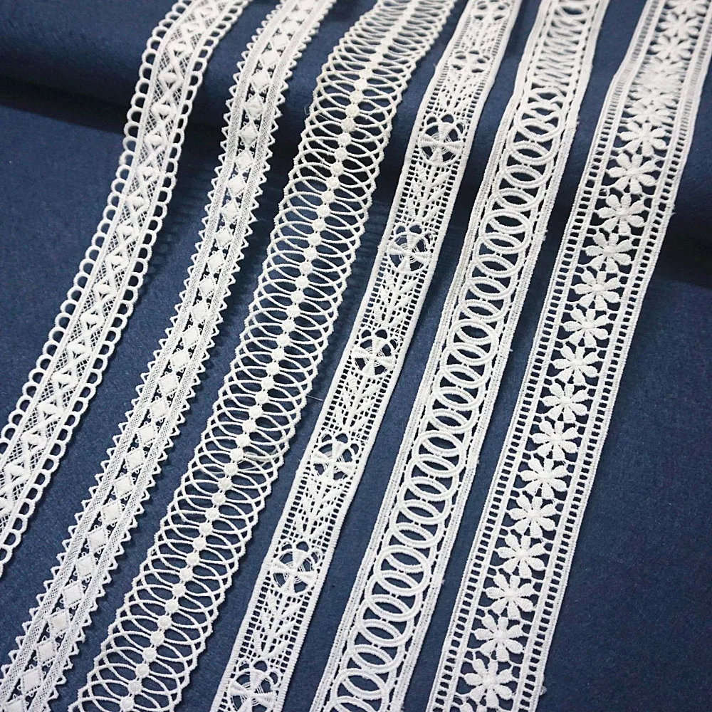 5 Yards White Lace Milk Silk Water Soluble Embroidery Lace Trim Ribbon Fabric DIY Sewing Handmade  Garment Clothes Crafts