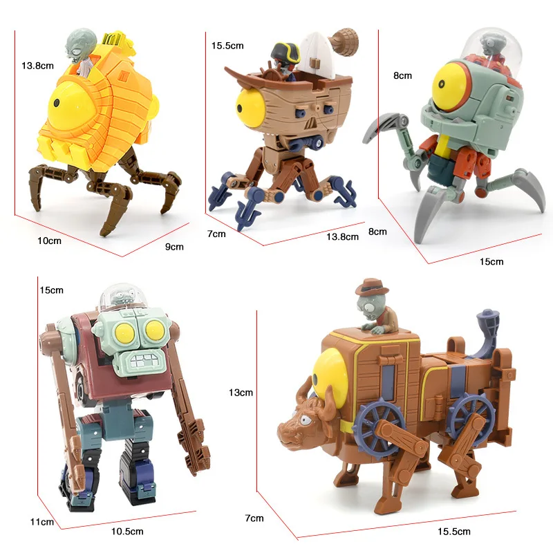 5 in 1Deformation Genuine Plants Vs. Zombie Toys 2 BOSS Robot Doll PVZ Zombies Action Figure Model Toys For Kids Birthday Gifts