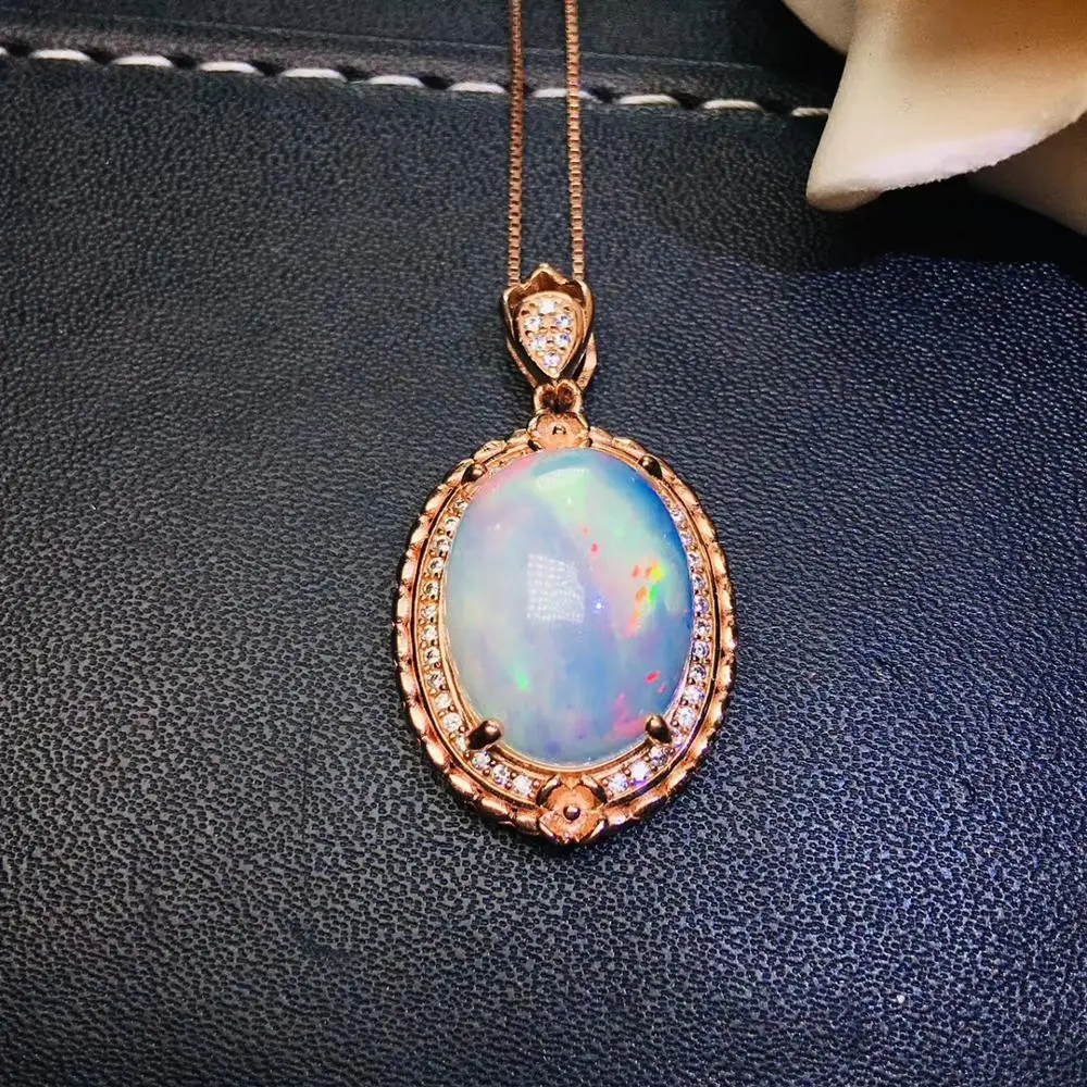 

New Luxury Big Stone Opal necklace pendant 100% Natural Pink Opal pendants 925 sterling silver jewellery