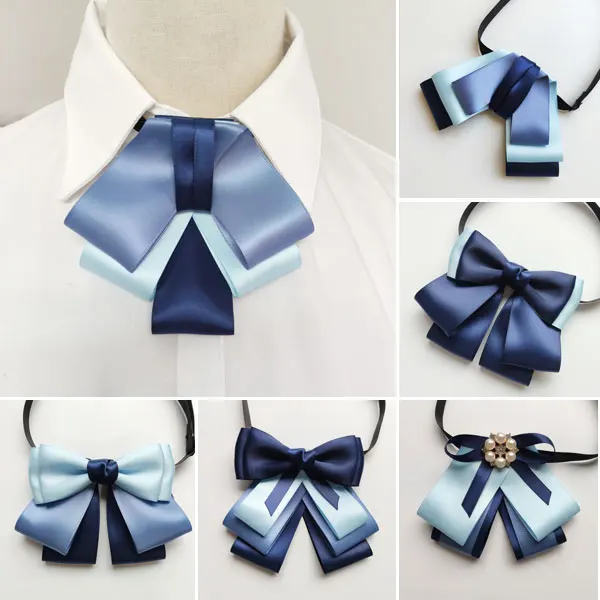 

Fashion Women Lady Professional Uniform Neckties Female College Student Bank Hotel Staff Woman Bow Ties Wedding Navy Bowknot