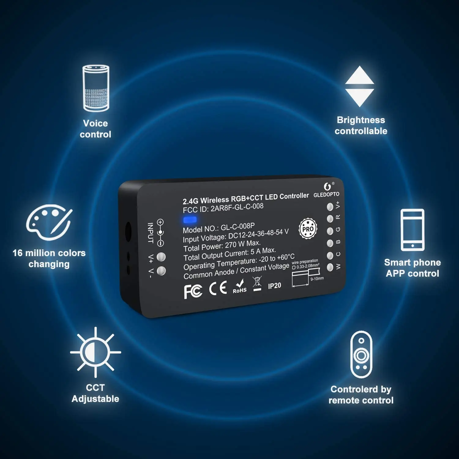Zigbee3.0 Smart Led Strip Controller Rgbcct Controller Compatibel Met Alexatuya Smartthings App 2.4G Rf Afstandsbediening Stem