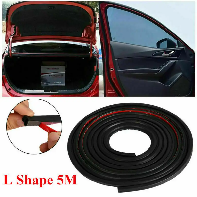 1pc 5M Car Door Rubber Seal Strips Soundproof Car Door Edge Trim Moulding Seal Strips Rubber Weatherstrip L Shape Sealing Strips