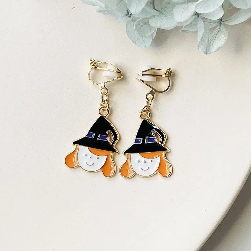 WENHQ Hot Selling Halloween Clip on Earrings Simple Fashion Adult Child No Pierced Earrings Ear Clip Cartoon Cute Cuff Earrings