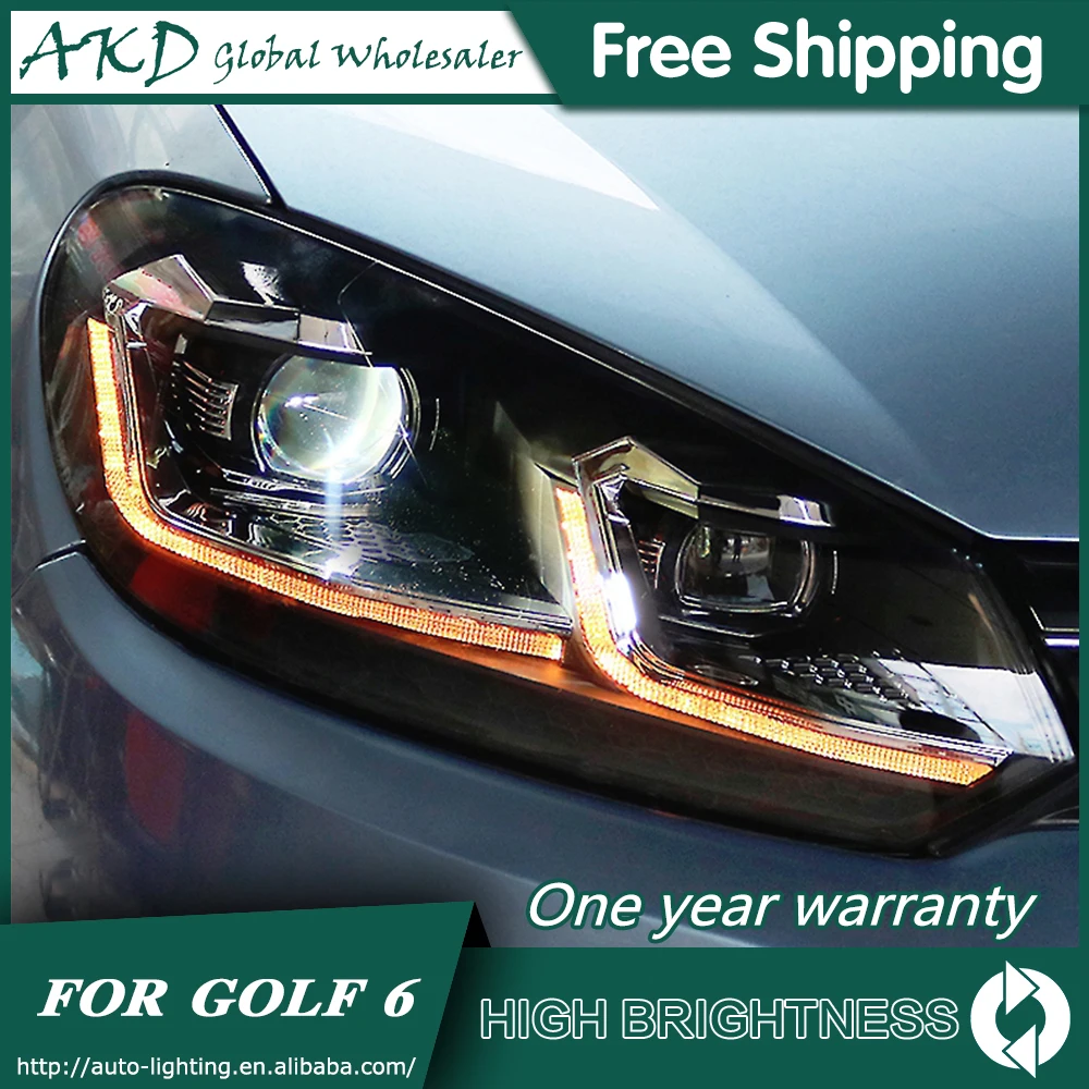 Reflektory do VW Golf 6 MK6 2009-2013 DRL Światła do jazdy dziennej Reflektor LED Bi Xenon Żarówka Światła przeciwmgielne Akcesoria samochodowe