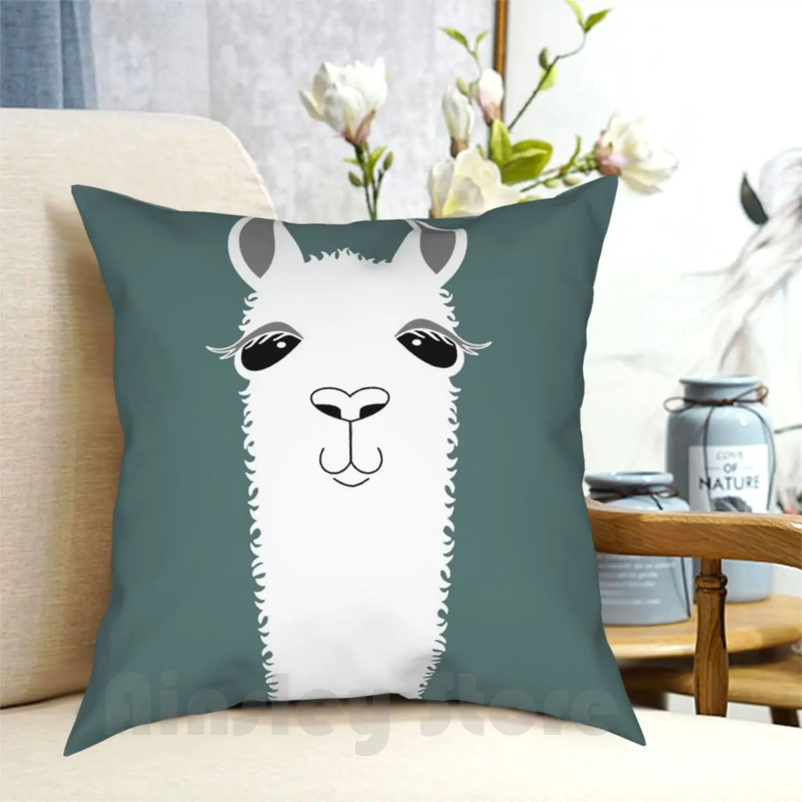 Llama Portrait #7 Pillow Case Printed Home Soft Throw Pillow Portrait Llama Llama Alpacas Alpaca Mammal Animal Animals