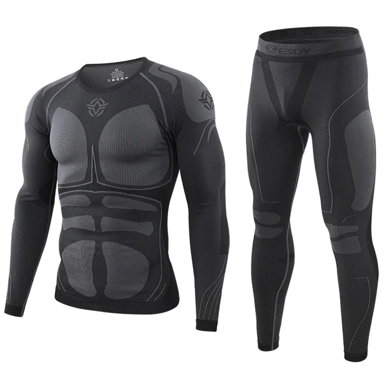 Winter Warm Tight Tactical Thermal Underwear Sets Men\'s Outdoor Function Breathable Training Cycling Thermo Underwear Long Johns