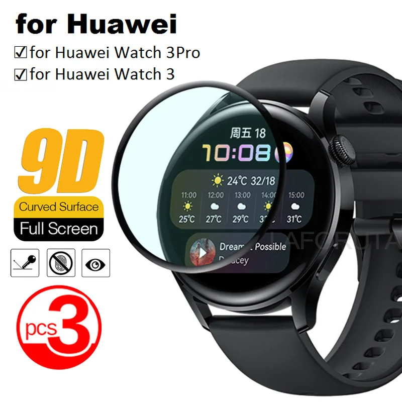 Protector de pantalla curvo completo para Huawei Watch 3 Pro, cubierta de película protectora suave para Huawei Watch 3, película protectora (no de