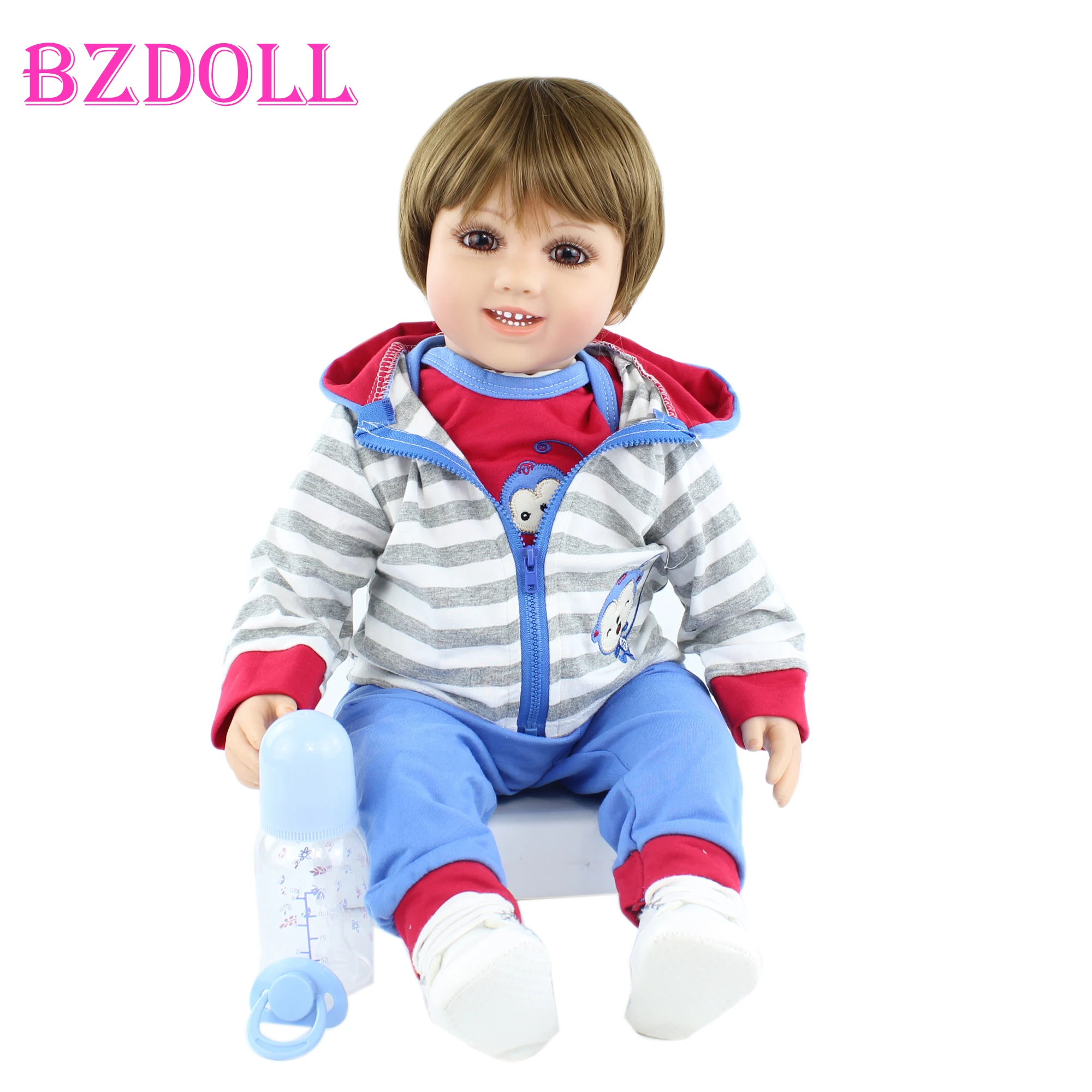 60 CM panno corpo Silicone Reborn Boy Doll per ragazza scimmia vestiti Set vinile neonati Boneca bambino regalo di compleanno gioca a casa