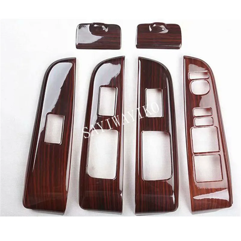 LHD 6pcs/lot ABS carbon fiber grain or wooden grain car window lift panel decoration cover for 2012-2015 Toyota camry MK7