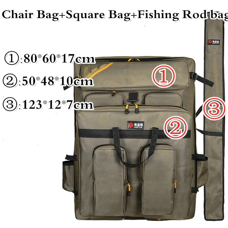 Large Capacity Waterproof Fishing Backpack 1680D Thick Wearproof Oxford Cloth Fishing Chair Bag Outdoor Hunting Fishing Gear Bag image 3