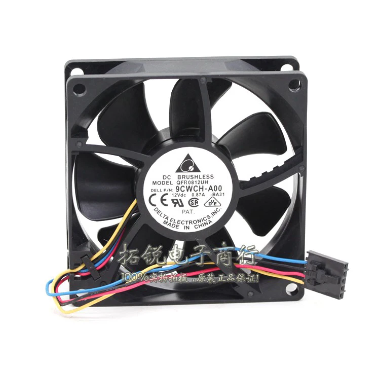 

Delta Electronics QFR0812UH 9CWCH-A00 BA31 DC 12V 0.87A 80x80x25mm 4-wire Server Cooling Fan