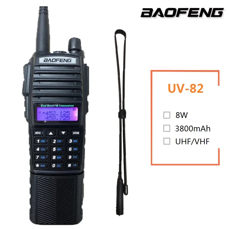 Russia Stock Baofeng UV-82 8W 3800mAh Walkie Talkie Portable Radio Station VHF UHF Ham Radio Scanner UV82 PLUS hf Transceiver