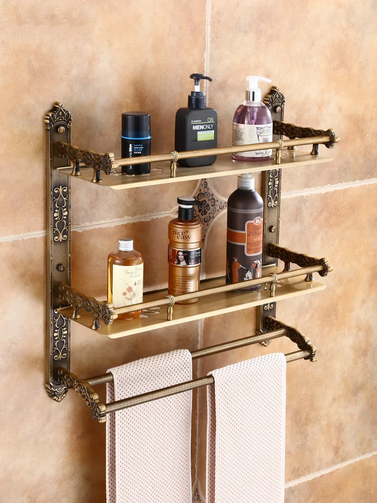 Bathroom Accessories Sing&Double Towel Bars Towel Holder Restroom Towel Rack 40CM/50CM Antique Space Aluminium Europe Style