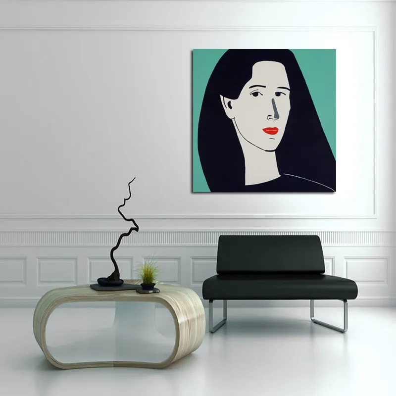 Alex Katz Woman With Long Black Hair Canvas Painting Print Living Room Home Decor Modern Wall Art Oil Painting Posters Pictures