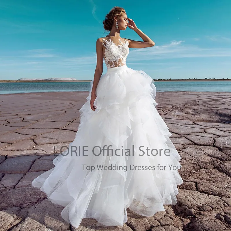 LORIE Vintage Wedding Dress with Detachable Skirt O-Neck Appliques Lace Tulle Two Pieces Bride Gowns 2024 suknia ślubna Wedding