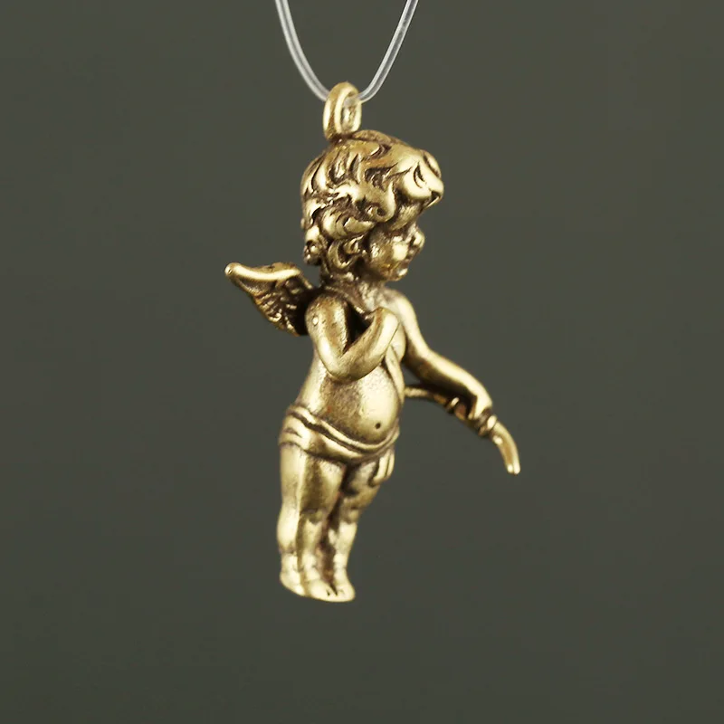 Brass Angel Wings Keychains Pendants for Necklaces Solid Copper Key Chains Pendant Men Women Bag Hanging Charms DIY Accessories
