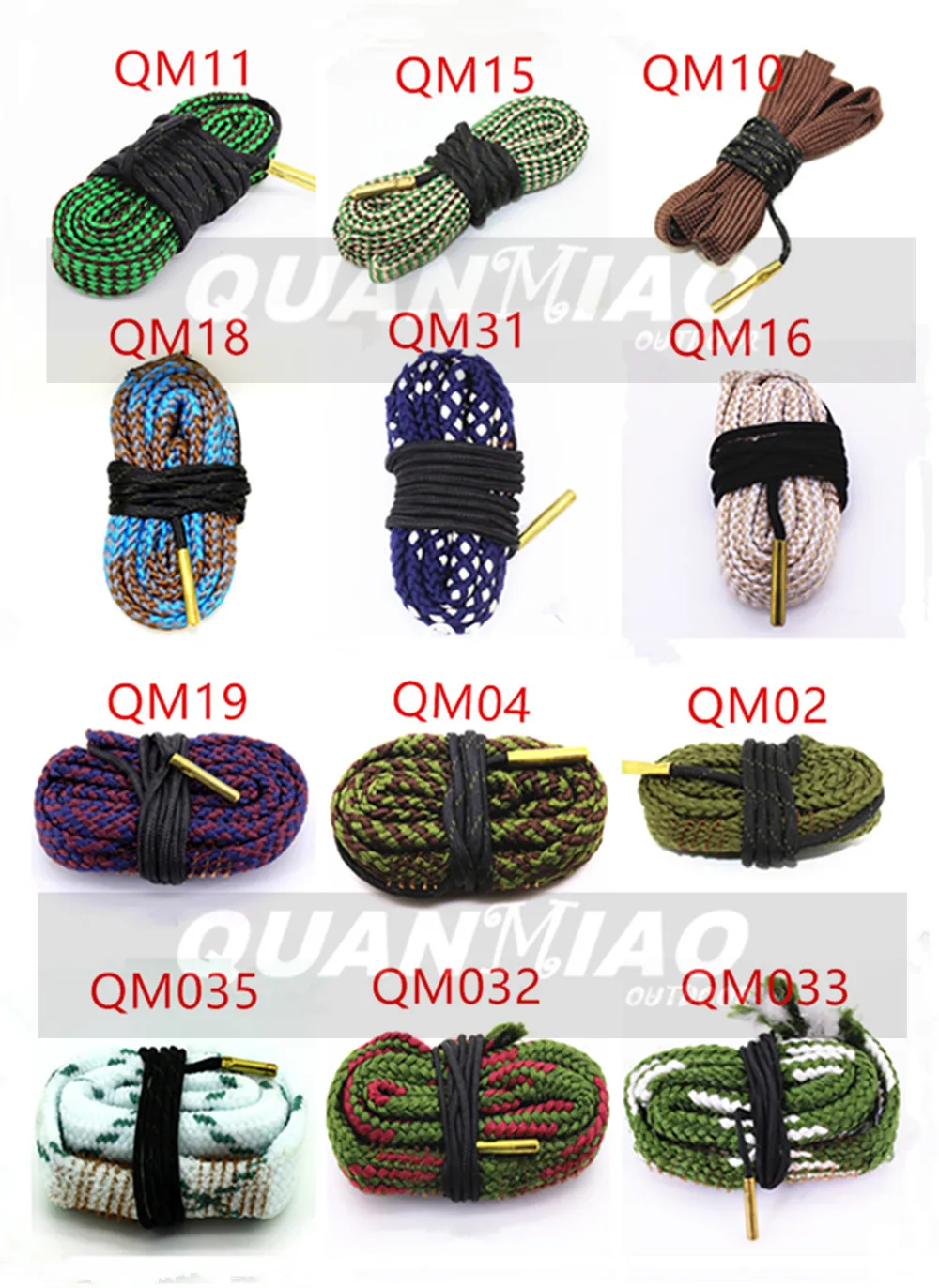 Hunting Gun Bore Cleaner .22 Cal.223 Cal.38 Cal& 5.56mm,7.62mm,12GA Rifle Cleaning Kit Tool Pistol Barrel Cal Rope Brush