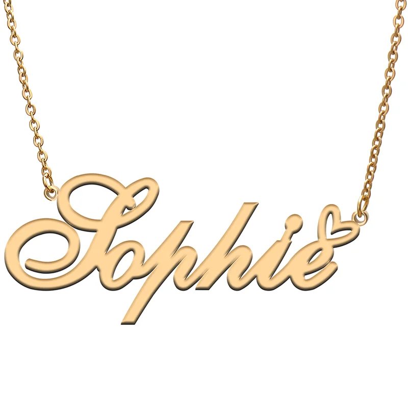 

Sophie Name Tag Necklace Personalized Pendant Jewelry Gifts for Mom Daughter Girl Friend Birthday Christmas Party Present