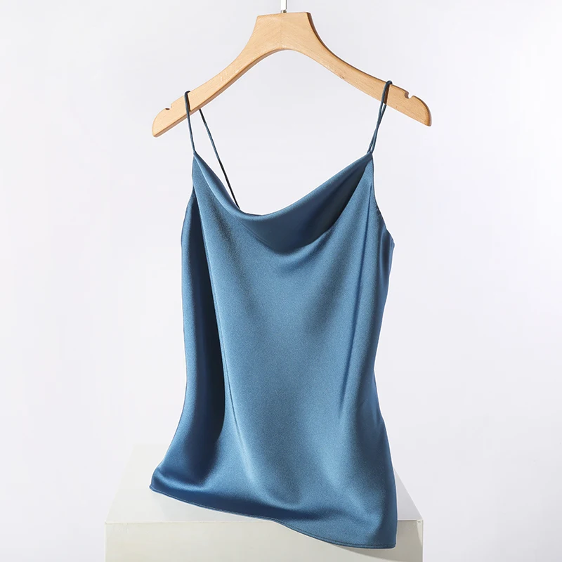 Crop Top Cami Satin Women Thin Wild Solid Camis Vest Women Tank Tops Summer Sexy Strap Basic Tops Silk Sleeveless Y2K Camisole