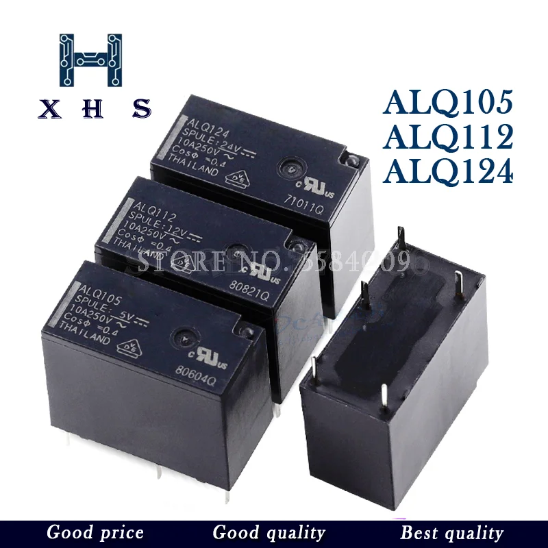 2PCS Relay ALQ105 ALQ112 ALQ124 JQ1P-5V-F JQ1P-12V-F JQ1P-24V-F 10A 5PIN Relay