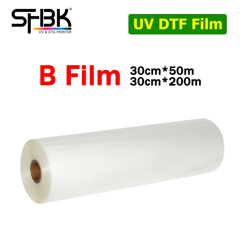 30CM x 50M x 200M magia UV DTF Film B Transfer do szklana ceramiczna metalowe etui na telefon do nieregularnego kształtu powierzchni UV DTF drukarki