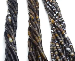 Natural Stone Black Agate Stone Beads Spacer Column Stick Bead Beaded 15'' Strand For DIY Jewelry Making Bracelet Accessories