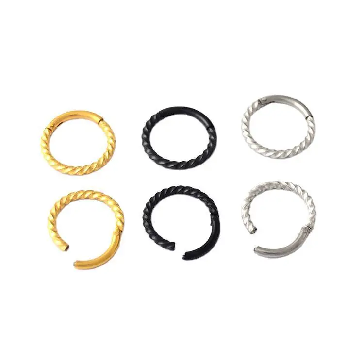 30pc/lot 16g Stainless Steel Hinged Segment Clicker Ring Nose Septum Piercing Helix Cartilage Daith Twist Hoop