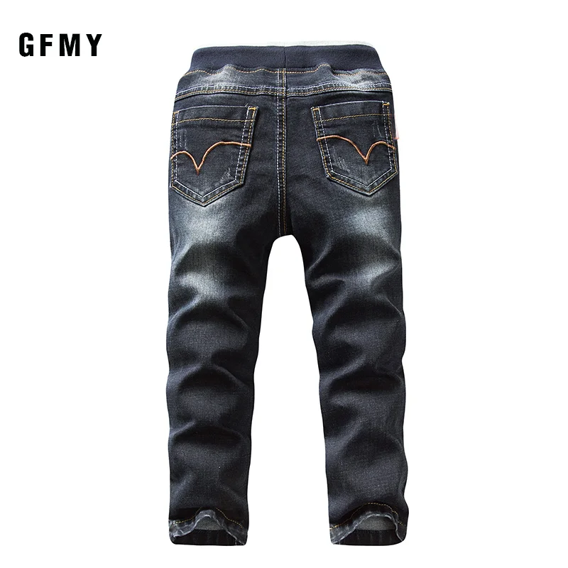 GFMY Brand 2021 Leisure Winter Black Plus Velvet Boys Jeans 3year -10year Keep warm Straight type Children\'s Pants 9082