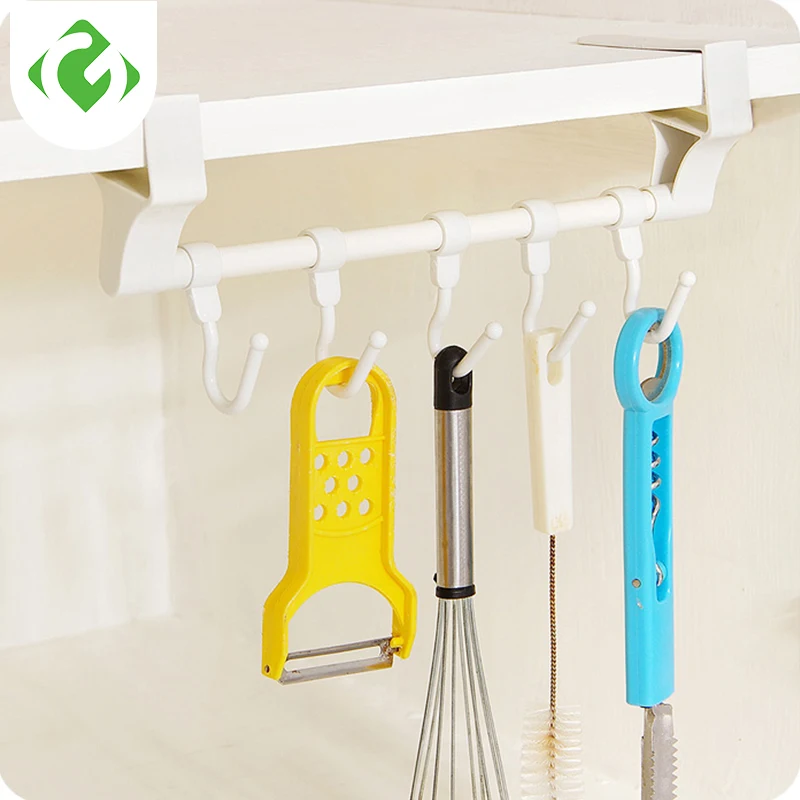 Stuck On Board under Cabinet Hooks Removable 5pcs Hooks Hanger behind Door Racks over the door organizers Kitchen hook Hang  rag