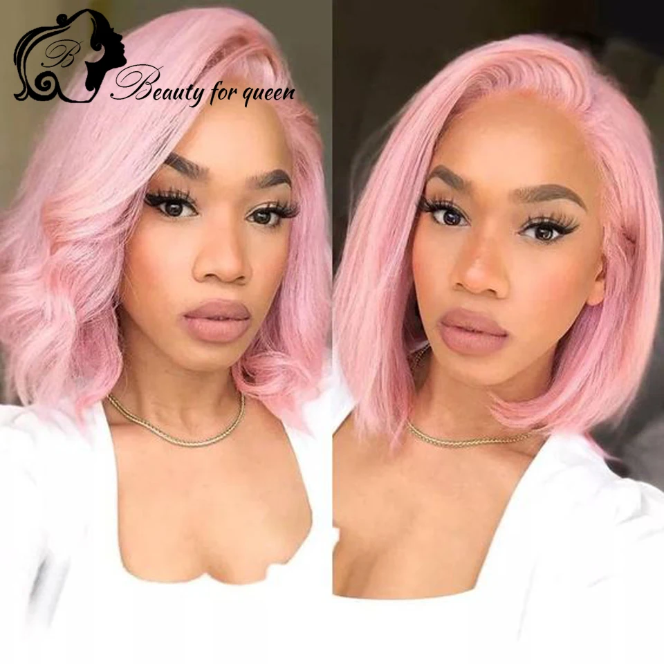 

Плотность 180, прозрачные 13x4, кружевные фронтальные парики, светло-розовый, прямой боб, бразильский парик из человеческих волос, высокое качество, плотность 180, HD парики