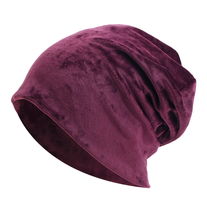 Gorro holgado de terciopelo para hombre y mujer, gorro suave de alta calidad, informal, cálido, a la moda, para Otoño e Invierno