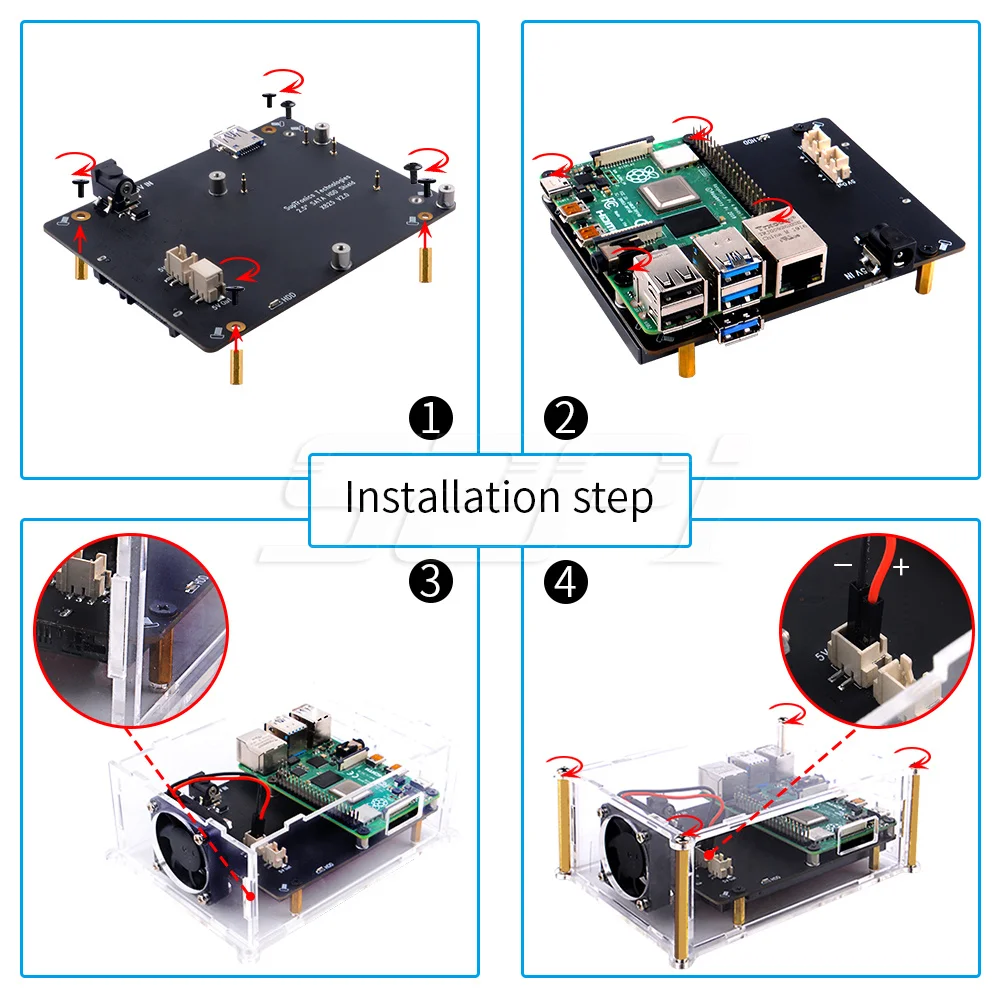 Imagem -06 - Raspberry pi V2.0 X825 25 Polegadas Placa de Expansão de Armazenamento Sata Hdd Ssd Caixa Acrílica para Framboesa pi b Modelo b