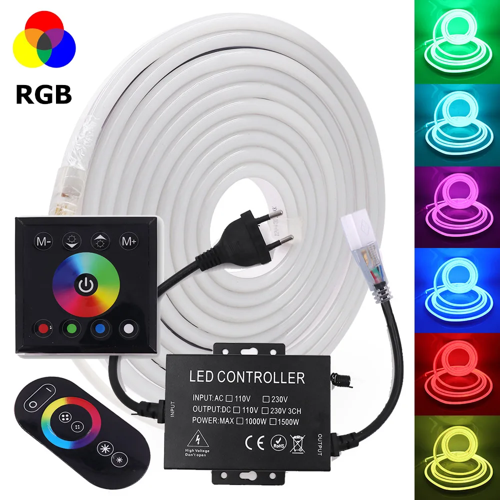 

RGB Neon Strip EU 220V 240V Waterproof Ribbon Flexible Tape LED Neon Sign Light Lamp White/Warm White 2835 5050 LED Strip