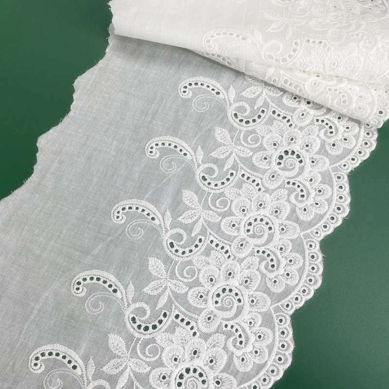 Hot sale diy handmade accessories lace off-white cotton embroidered flower cloth curtain width 21cm