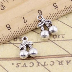 10pcs Charms Fruit Cherry 14x11mm Tibetan Bronze Silver Color Pendants Antique Jewelry Making DIY Handmade Craft