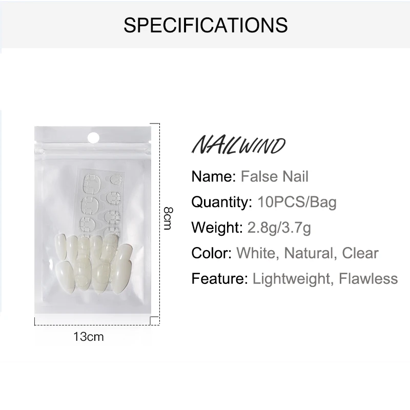 NAILWIND-Juego de manicura Artificial, Set de 150 uds, puntas transparentes para diseño, cubierta completa, esmalte de Gel