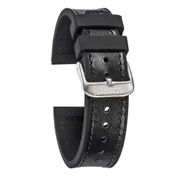 Hemsut Cowhide And Silicone Watch Strap Bracelet 18 20 22mm 24mm Men Women Waterproof Breathable Watch Straps